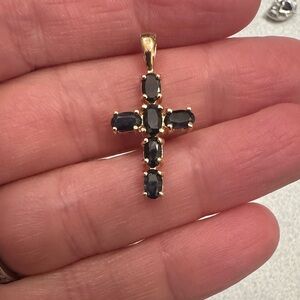 Elegant Gold and Black Cross Pendant .925